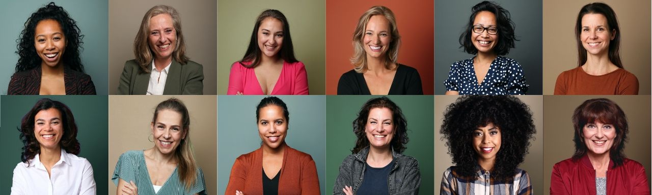 Portraits von 12 diversen Frauen